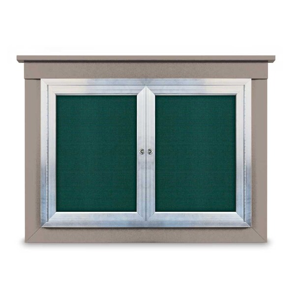 36"x36" 1-Door Enclosed Letterboard, Header, Black Felt/Walnut